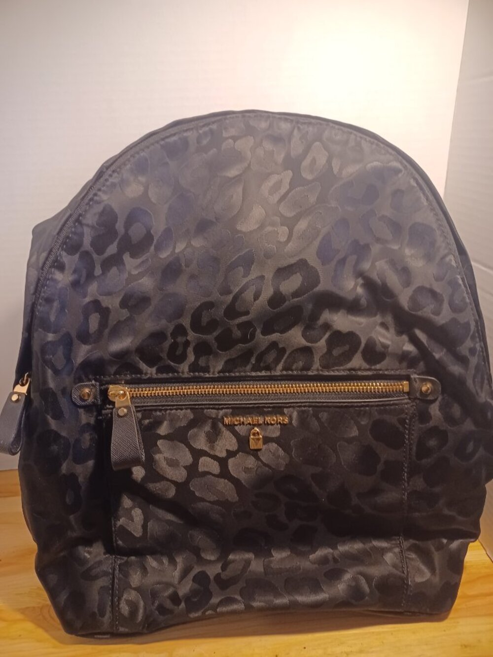 Michael Kors Kelsey Black Leopard Print Backpack